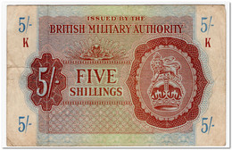 GREAT BRITAIN,BRITISH MILITARY AUTORITY,5 SHILLINGS,1943,P.M4,VF - Autorità Militare Britannica