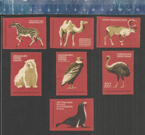 ZOO IN KAUNAS ANIMALS ZEBRA CAMEL REINDEER POLAR BEAR VULTURE SEAL Matchbox Labels LITHUANIA - Zündholzschachteletiketten