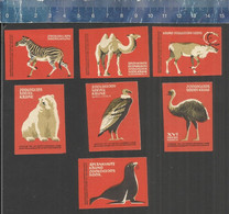 ZOO IN KAUNAS ANIMALS ZEBRA CAMEL REINDEER POLAR BEAR VULTURE SEAL Matchbox Labels LITHUANIA - Zündholzschachteletiketten