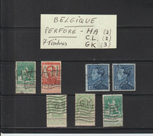 BELGIQUE - PERFORÉS  .H.A. - C.L. - G.K.  -- Lot De 7 Timbres Divers Oblitérés  -- 2 Scannes - Sin Clasificación