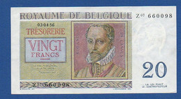 BELGIUM - P.132b - 20 Francs 03.04.1956 XF/AU, Serie Z07 660098 - Autres & Non Classés