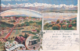 Bienne Evilard BE, Souvenir De La Fête Champêtre Du Cercle Romand, 3 Vues Et Funiculaire (11.8.1901) - Evilard