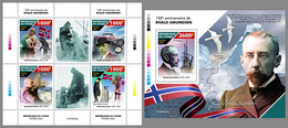 CHAD 2022 MNH Roald Amundsen M/S+S/S - OFFICIAL ISSUE - DHQ2307 - Polarforscher & Promis