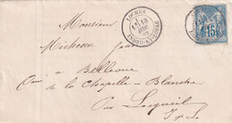 France Marcophilie - Département De L'Indre Et Loire - Loches - Lettre  Type Sage - 1877-1920: Semi Modern Period