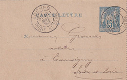 France Marcophilie - Département De L'Indre Et Loire - Loches - Entier  Type Sage - 1877-1920: Semi-Moderne