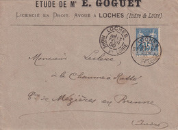 France Marcophilie - Département De L'Indre Et Loire - Loches - Lettre Type Sage - 1877-1920: Semi Modern Period