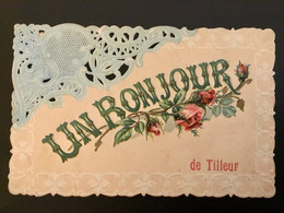 UN BONJOUR DE TILLEUR 1908 CARTE FANTAISIE GAUFRÉE ,DENTELLÉE ,PEINT À LA MAIN .Nº Série 572 - Saint-Nicolas