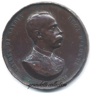 AMEDEO DI SAVOIA DUCA D'AOSTA RICORDO DELLA MORTE 1890 MEDAGLIA ADOLFO FARNESI - Monarchia/ Nobiltà