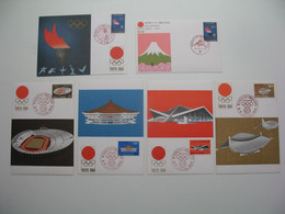 Japon Lot Carte-Maximum   Japan Maximum Card    1964 JO Jeux Olympiques  Yvert & Tellier  N° 783 + 797 à 790 - Maximumkarten