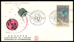 COMORO ISLANDS(1965) Satellite. Telegraph Lines. Morse Code Key. Unaddressed FDC Scott No C14. Yvert No PA14 - Covers & Documents