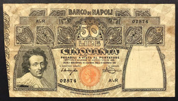 50 Lire Banco Di Napoli 30 12 1909 Miraglia Mancini N.C. Naturale Mb/bb Forellini LOTTO 3195 - Autres & Non Classés