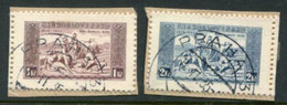 CZECHOSLOVAKIA 1934 National Anthem Centenary 1 Kc, 2 Kr.. On Carton Paper Used On Pieces. .  Michel 330-31x - Used Stamps