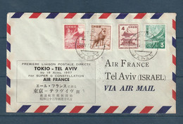 Japon - Poste Aérienne - Première Liaison Postale Directe Tokyo Tel Aviv Via Air France - 1957 - Airmail
