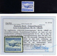 Leros 1945: Overprint On Blue Luftfeldpost- MNH –zig-zag Perforation - Sassone #7 – 5.000€ With Claus Petry Certificate - Sonstige & Ohne Zuordnung