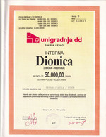 Bosnia And Herzegovina, SHARES 50.000 Dinara, UNIGRADNJA Sarajevo - Bosnie-Herzegovine