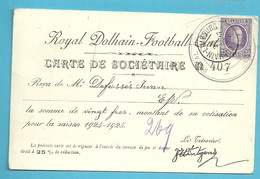 198 Op CARTE DE SOCIETAIRE /  ROYAL DOLHAIN-FOOTBALL-CLUB Met Stempel DOLHAIN-LIMBOURG Op 3/9/24 - 1922-1927 Houyoux