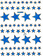 Sterne Stern Blau Aufkleber Metallic Look / Star Blue Sticker 13x10 Cm ST145 - Scrapbooking