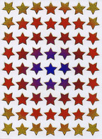 Sterne Stern Bunt Aufkleber Metallic Look / Star Colorful Sticker 13x10 Cm ST031 - Scrapbooking