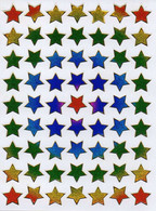 Sterne Stern Bunt Aufkleber Metallic Look / Star Colorful Sticker 13x10 Cm ST085 - Scrapbooking