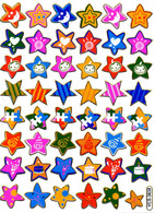 Sterne Stern Bunt Aufkleber Metallic Look / Star Colorful Sticker 13x10 Cm ST131 - Scrapbooking