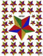 Sterne Stern Bunt Aufkleber Metallic Look / Star Colorful Sticker 13x10 Cm ST167 - Scrapbooking