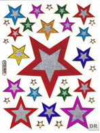 Sterne Stern Bunt Aufkleber Metallic Look / Star Colorful Sticker 13x10 Cm ST213 - Scrapbooking