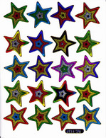 Sterne Stern Bunt Aufkleber Metallic Look / Star Colorful Sticker 13x10 Cm ST231 - Scrapbooking