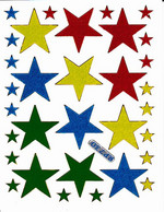 Sterne Stern Bunt Aufkleber Metallic Look / Star Colorful Sticker 13x10 Cm ST249 - Scrapbooking