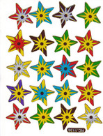 Sterne Stern Bunt Aufkleber Metallic Look / Star Colorful Sticker 13x10 Cm ST468 - Scrapbooking