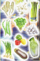 Gemüse Spargel Rettich Aufkleber / Vegetable Radish Eggplant Sticker A4 1 Bogen 27 X 18 Cm ST070 - Scrapbooking