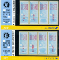 2 X 4 VIGNETTES D'AFFRANCHISSEMENT VENDUES SOUS PLAQUETTES PTT - 1981-84 LS & LSA Prototypes