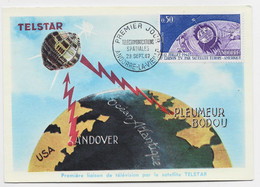 ANDORRE 50C TELSTAR SATELLITE CARTE MAXIMUM ANDORRE LA VIEILLE 29 SEPT 1967 - Cartas & Documentos