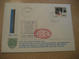 STOCKHOLM 1971 Cancel Cover SOVIET Invasion CZECHOSLOVAKIA Poster Stamp Vignette Sweden Estonia Estonie Estland - Lettres & Documents