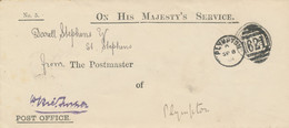 GB 1901 Duplex Postmark „PLYMPTON / 621“ (3VOD) On Superb DOUBLE USED OHMS Autographed Cover Of The Postmaster Of PLYMPT - Storia Postale