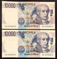 10000 Lire Alessandro Volta  A 1984 2 Es. Q.fds/fds Consecutivi  LOTTO 3084 - 10000 Liras