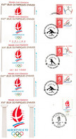 1991 - Premiers Jours Des Jeux Olympiques D'Hiver  "Albertville 92" : 2 Encarts + 7 Enveloppes + 1 Carte - Cartas & Documentos