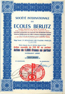 Société Internationale Des Ecoles Berlitz - Action Nouvelle De 150 NF Au Porteur - Paris - Other & Unclassified