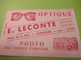 Buvard Ancien /OPTIQUE-PHOTO/Opticien-Lunetier LECONTE/ Place De La Paix/SURESNES /Vers 1950-60      BUV619 - Otros & Sin Clasificación