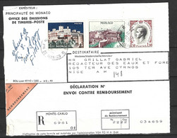 MONACO. Timbres Sur Enveloppe Ayant Circulé En 1965. Palais Princier. - Châteaux