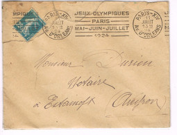 JEUX OLYMPIQUES 1924 -  MARQUE POSTALE - ATHLETISME - ESCRIME - LUTTE - YACHTING - JOUR DE COMPETITION - 11-07 - - Estate 1924: Paris