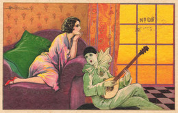 Adolfo BUSI * CPA Illustrateur Art Nouveau Jugendstil Busi N°1017 * Femme Pierrot Mandoline - Busi, Adolfo