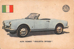 11923 "ALFA ROMEO GIULIETTA SPYDER 4 - AUTO INTERNATIONAL PARADE - SIDAM TORINO - 1961" FIGURINA CARTONATA ORIG. - Engine