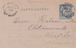 France Marcophilie - Département De L'Indre Et Loire - Monnaie - Entier Type Sage - 1877-1920: Semi Modern Period