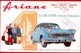 Buvard Simca Ariane Et Vedette. Cachet Garage Rebeyrolle à Epernay. - Automobile