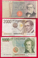 Beau Lot De 3 Billets D'Italie 1000, 2000 Et 5000 Lire. TB/TTB - Other & Unclassified
