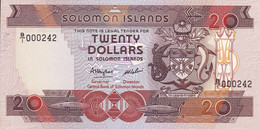 000242 BILLETE DE SALOMON ISLANDS DE 20 DOLLARS DEL AÑO 1986 SIN CIRCULAR (UNC) NUMERO MUY BAJO - Salomonseilanden