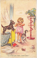 Germaine BOURET * CPA Illustrateur Bouret * éditeur Séphériades N°8 * Enfant Fillette Chat Cat Chien Dog Perroquet - Bouret, Germaine