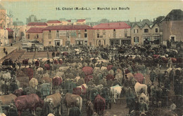 Cholet * Place Et Le Marché Aux Boeufs * Foire Marchands * Cpa Toilée Colorisée - Cholet