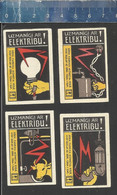 ELECTRICITY CAUTION - BEWARE OF ELECTROCUTION - OLD Matchbox Labels LATVIA - Zündholzschachteletiketten