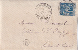 France Marcophilie - Département De L'Indre Et Loire - Pressigny Le Grand - A Barrou - Lettre Type Sage - 1877-1920: Semi Modern Period